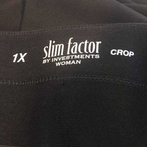 Slim Factor by Investments Size 1X No Waist Lace Hem Cropped Pull-On Pants - Picture 8 of 10